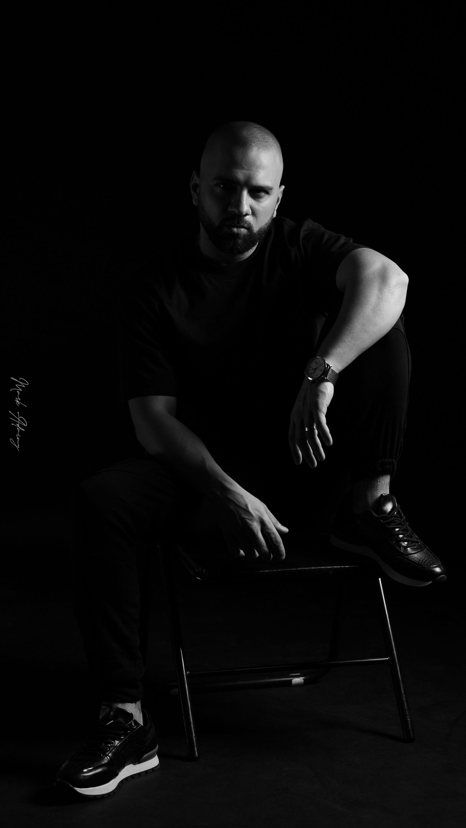 Lebanese male model in black and white