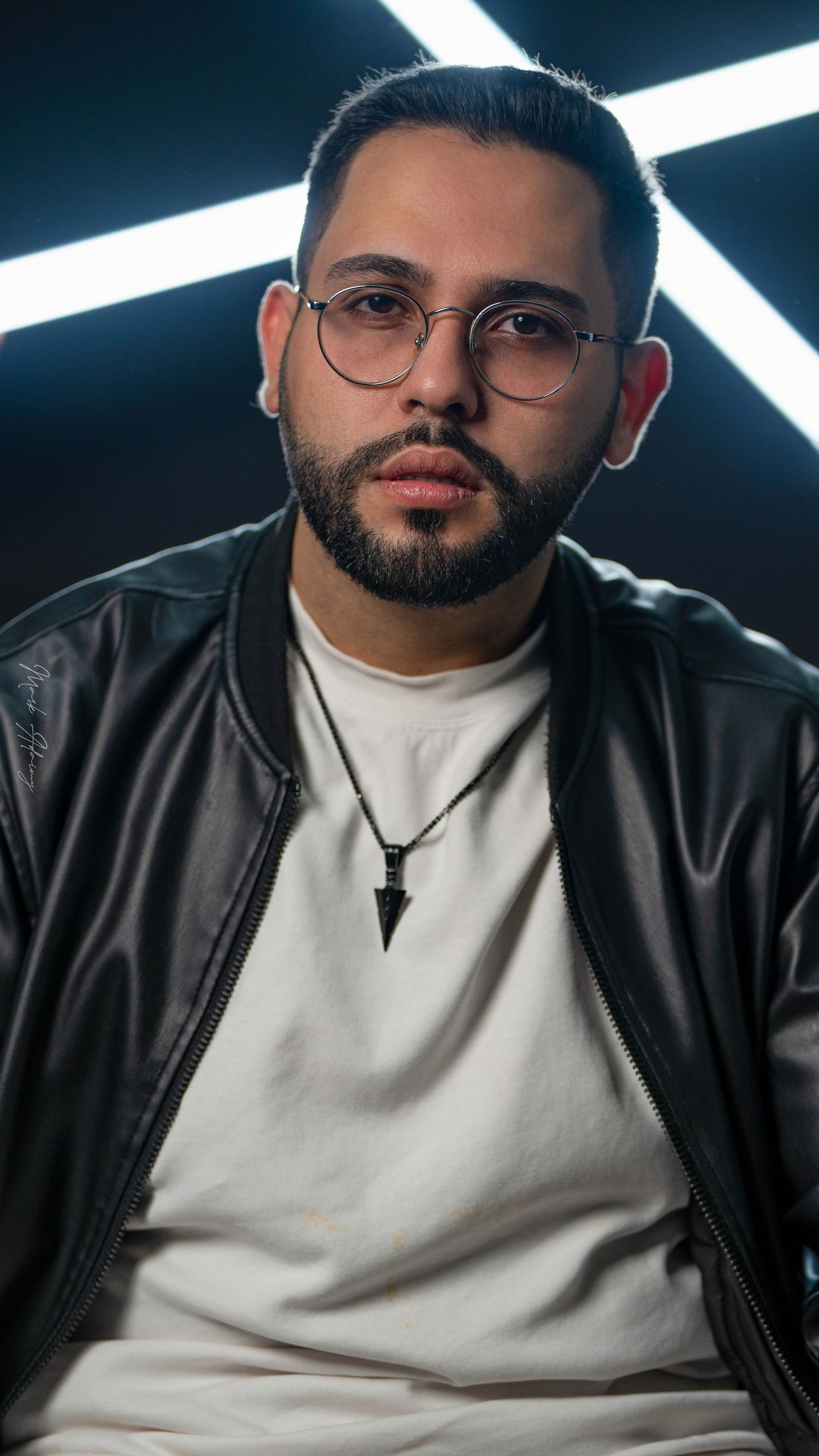 Lebanese young man shoot in with crossed lightings at CMA Productions Beirut