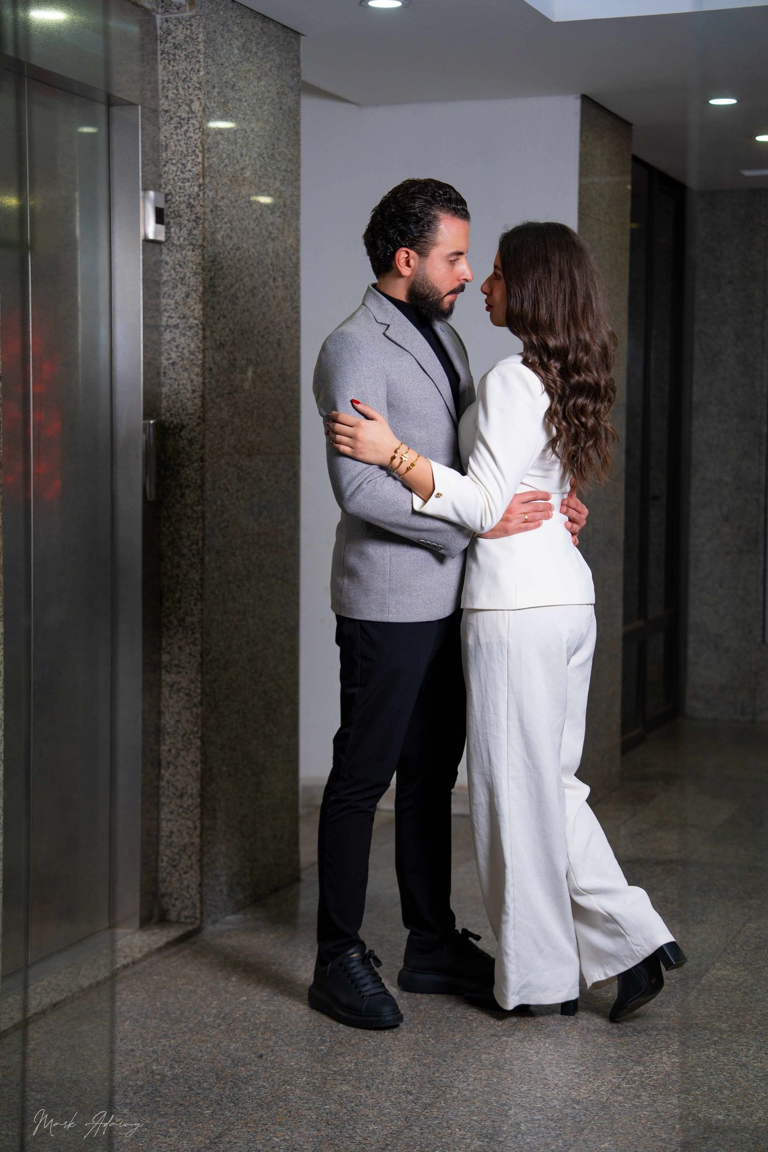 Breathtaking Lebanese couple during their pre-wedding photoshoot at Queens Plaza Beirut