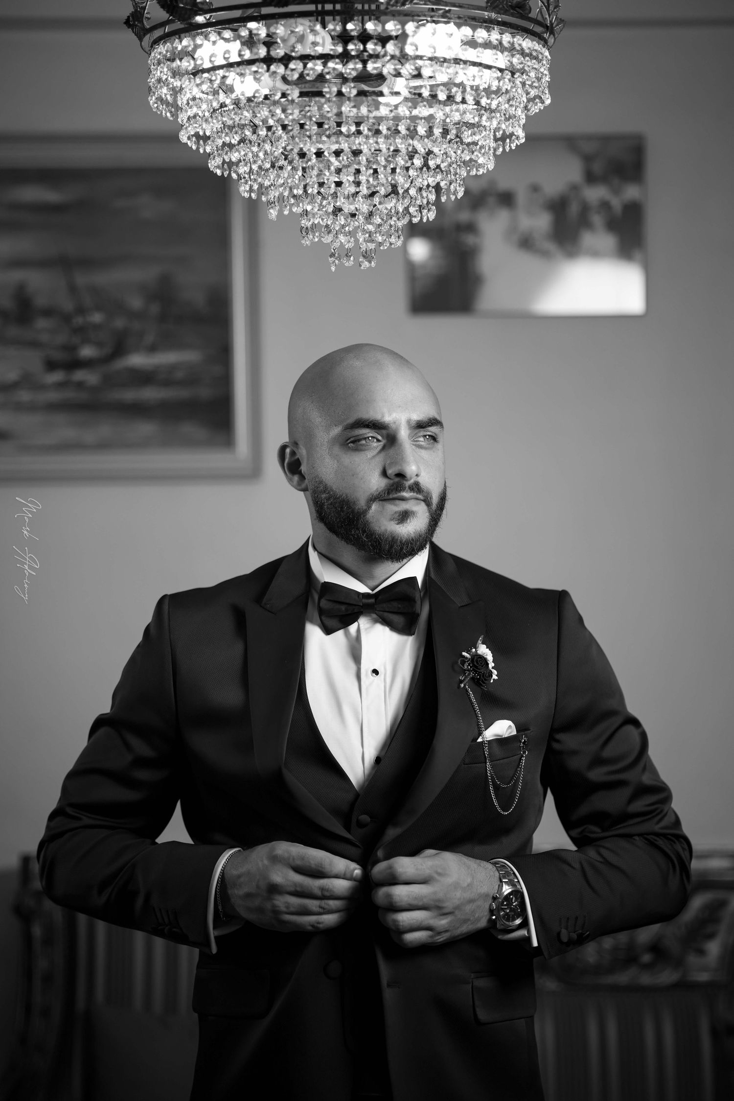 Lebanese groom photoshoot in black and white