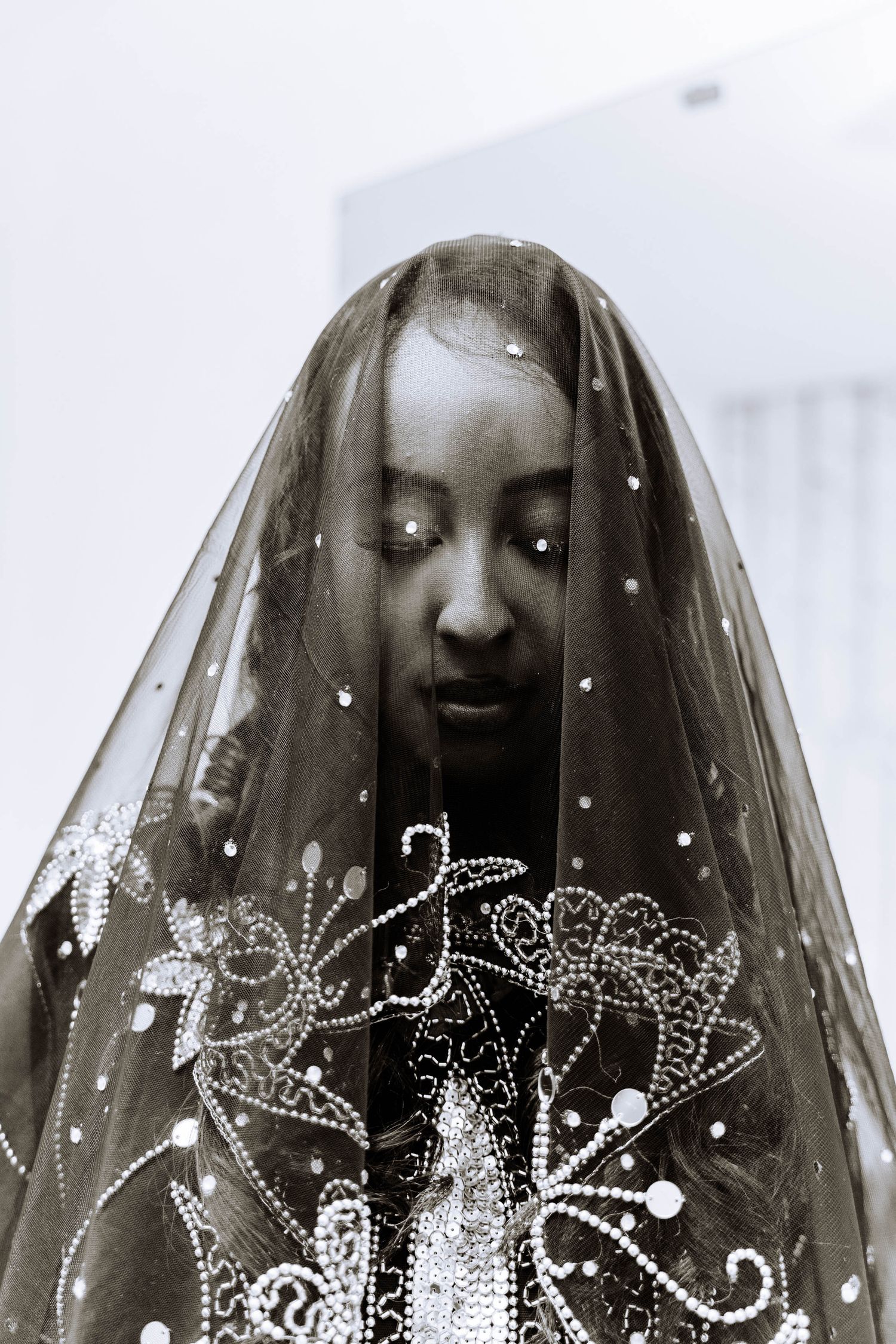 Bride wearing a veil during a London Somali nikah wedding