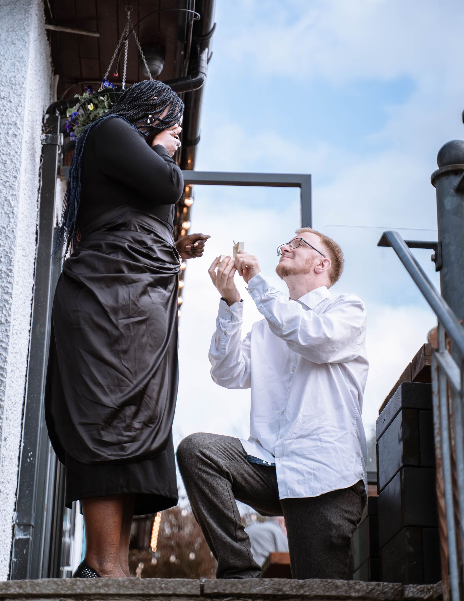 Man proposing to his girlfriend in Windermere, Lake District