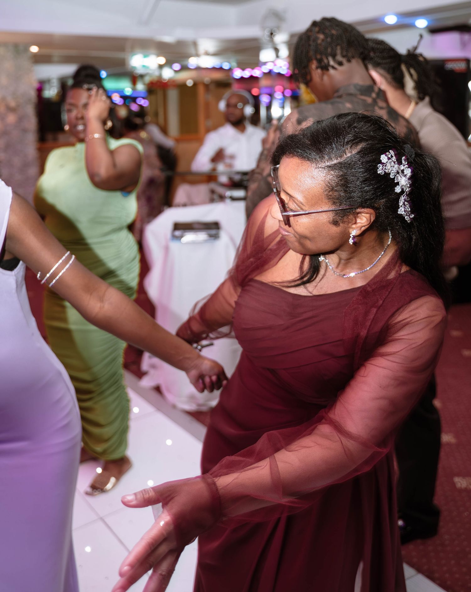 Guests dancing during Jamaican wedding reception in Birmingham