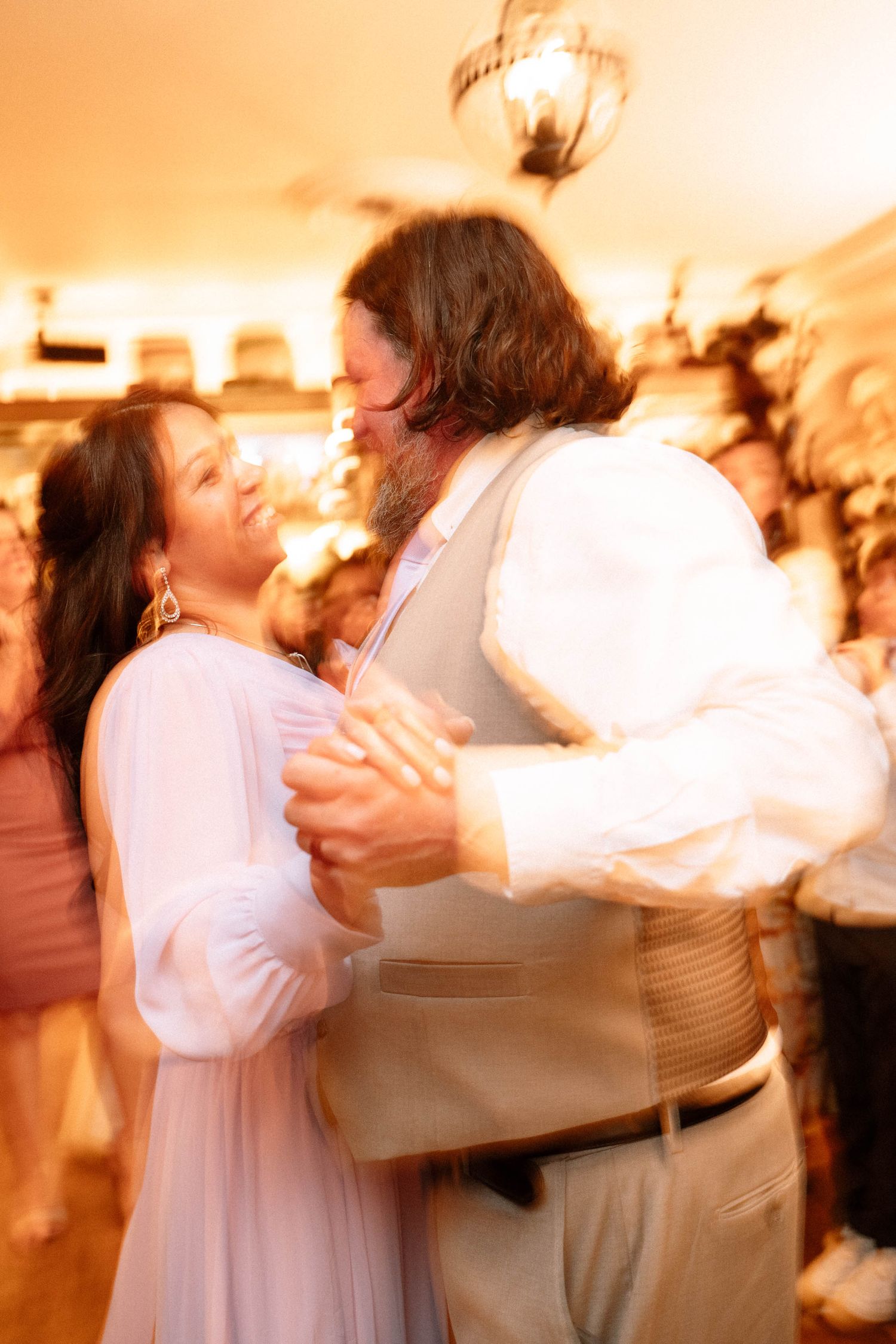 Couple dancing together during Trafalgar Tavern wedding reception in London