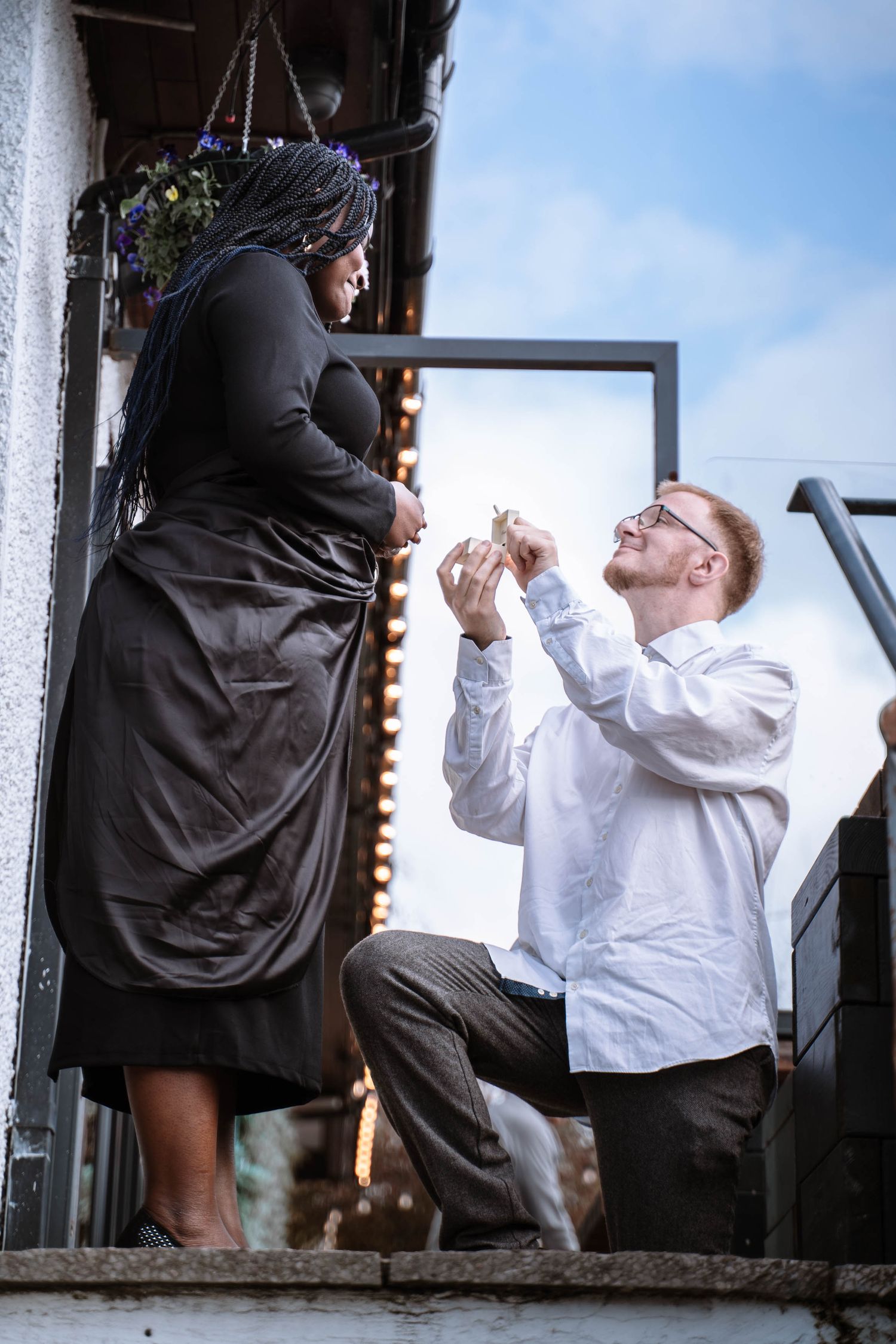 Man proposing to his girlfriend in Windermere, Lake District