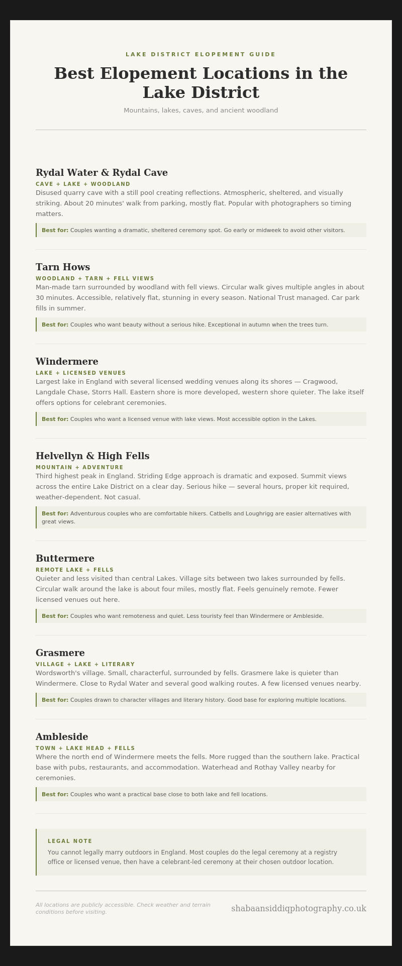 Lake District Elopement Locations
