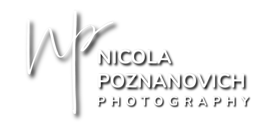 Nicola Poznanovich Photography logo with elegant cursive monogram in gray tones on white background.