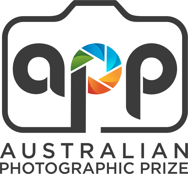 Australian Photographic Prize logo featuring stylized APP letters with a colorful camera aperture lens design.