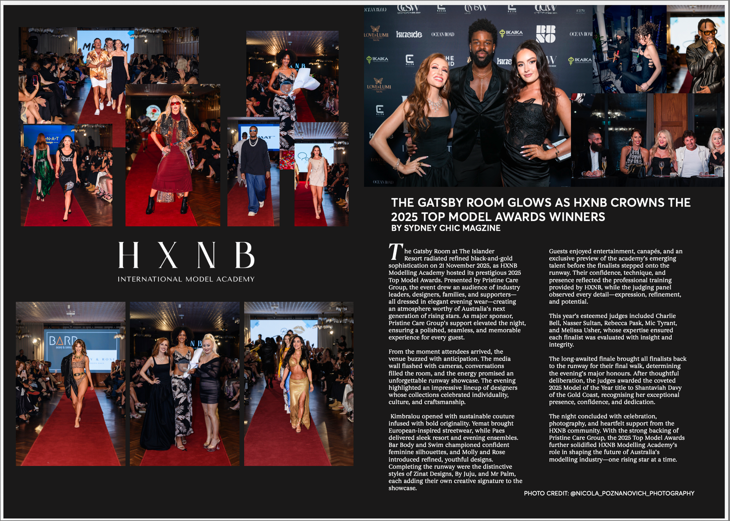 Models and guests gather at the glamorous HXNB International Models Academy Gatsby-themed Top Model Awards ceremony.