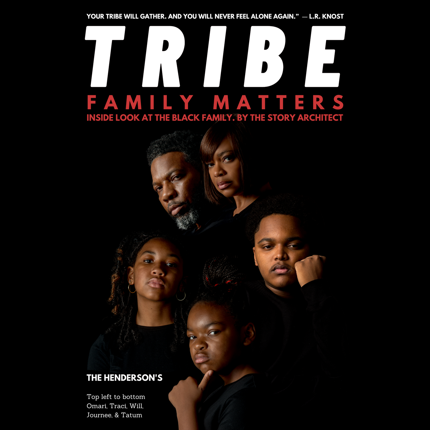 Dramatic black and white portrait series showing artistic family poses against dark background for Family Matters series.