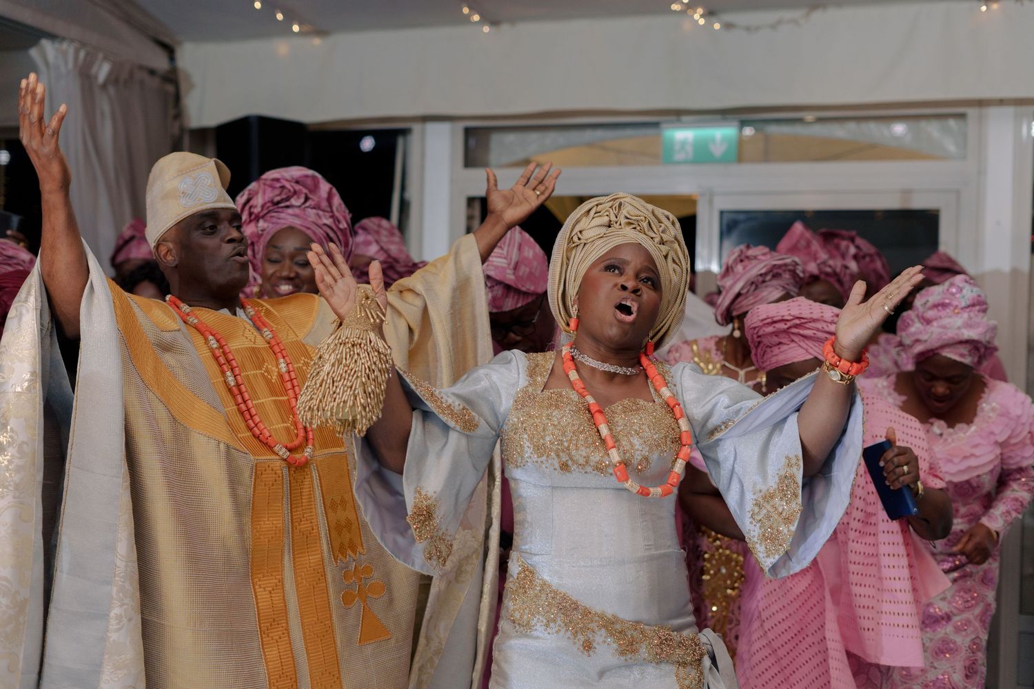 family of couple dancing entrance at wedding recption