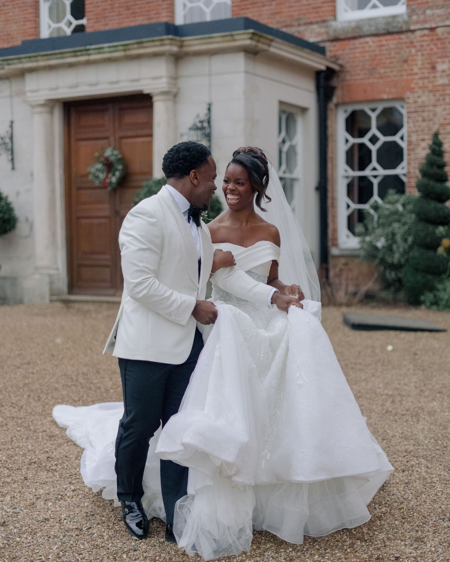 groom walking with her bride