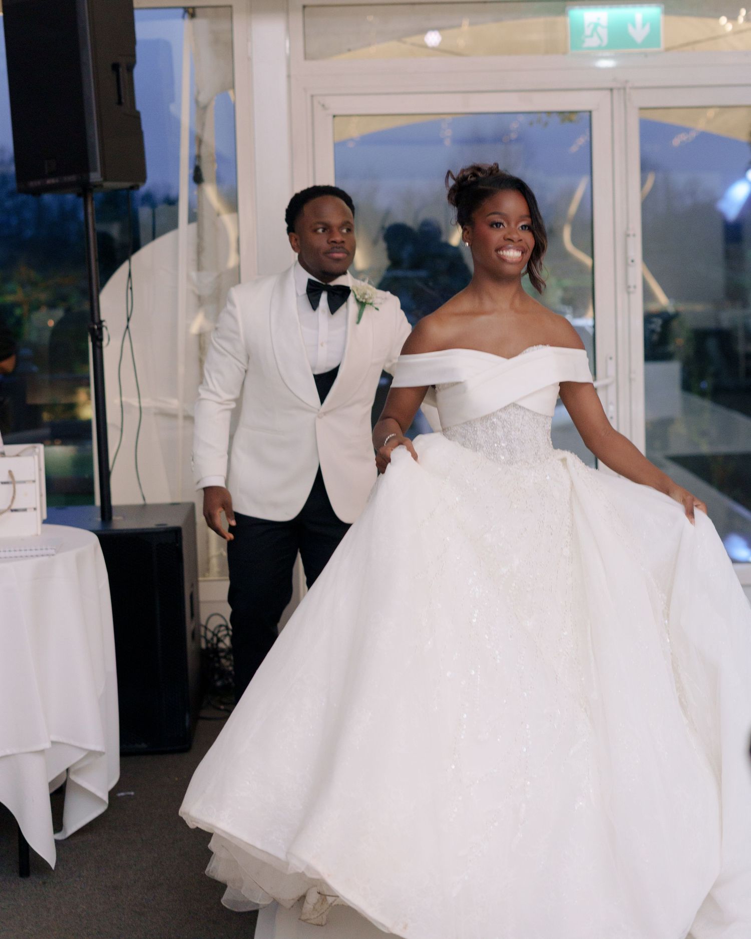 bride and groom reception room reveal