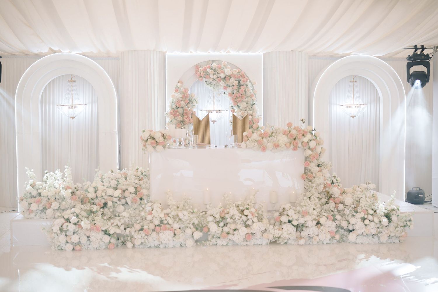 Reception decor at a wedding at the North Mymms Park.