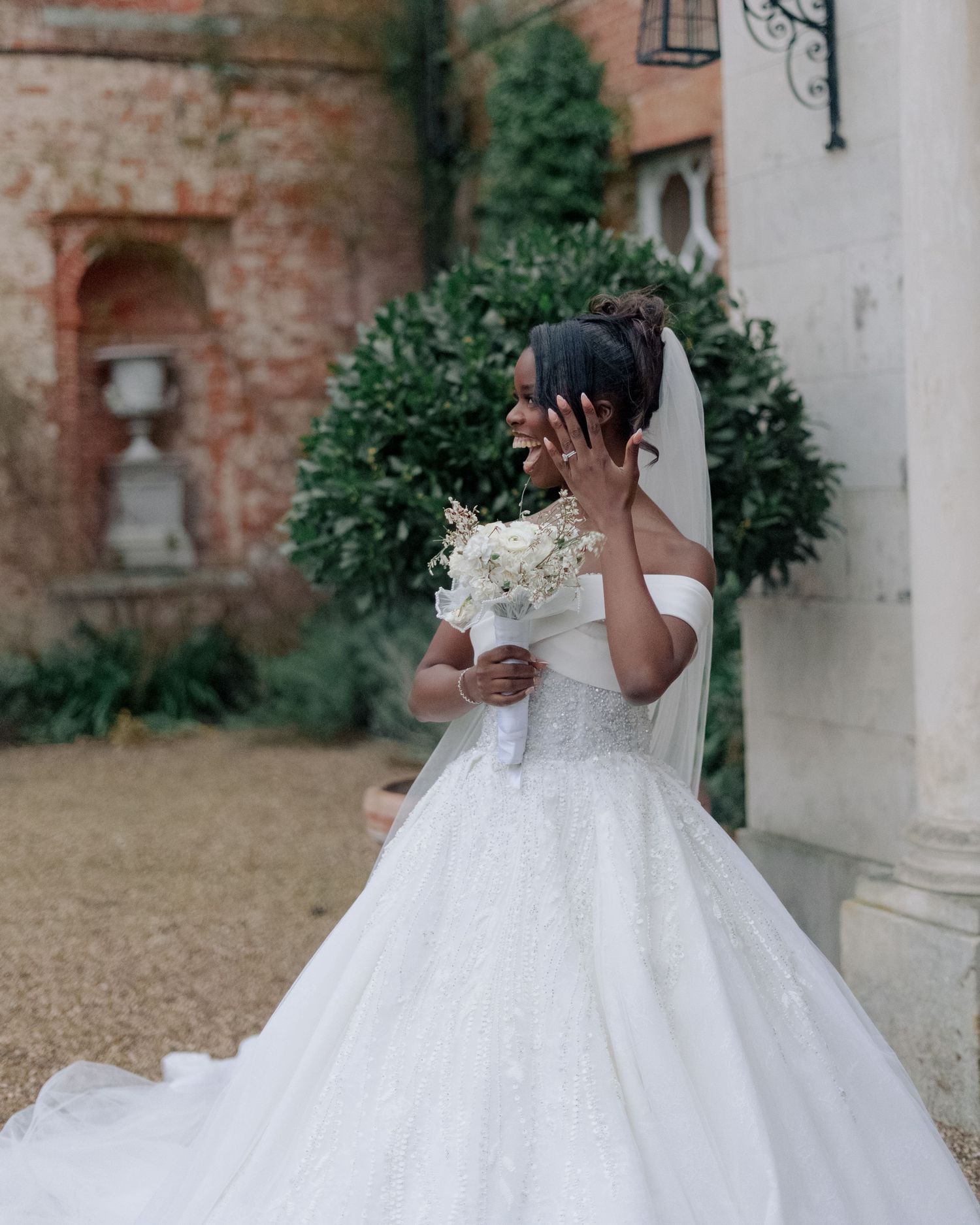 bride showing off ring