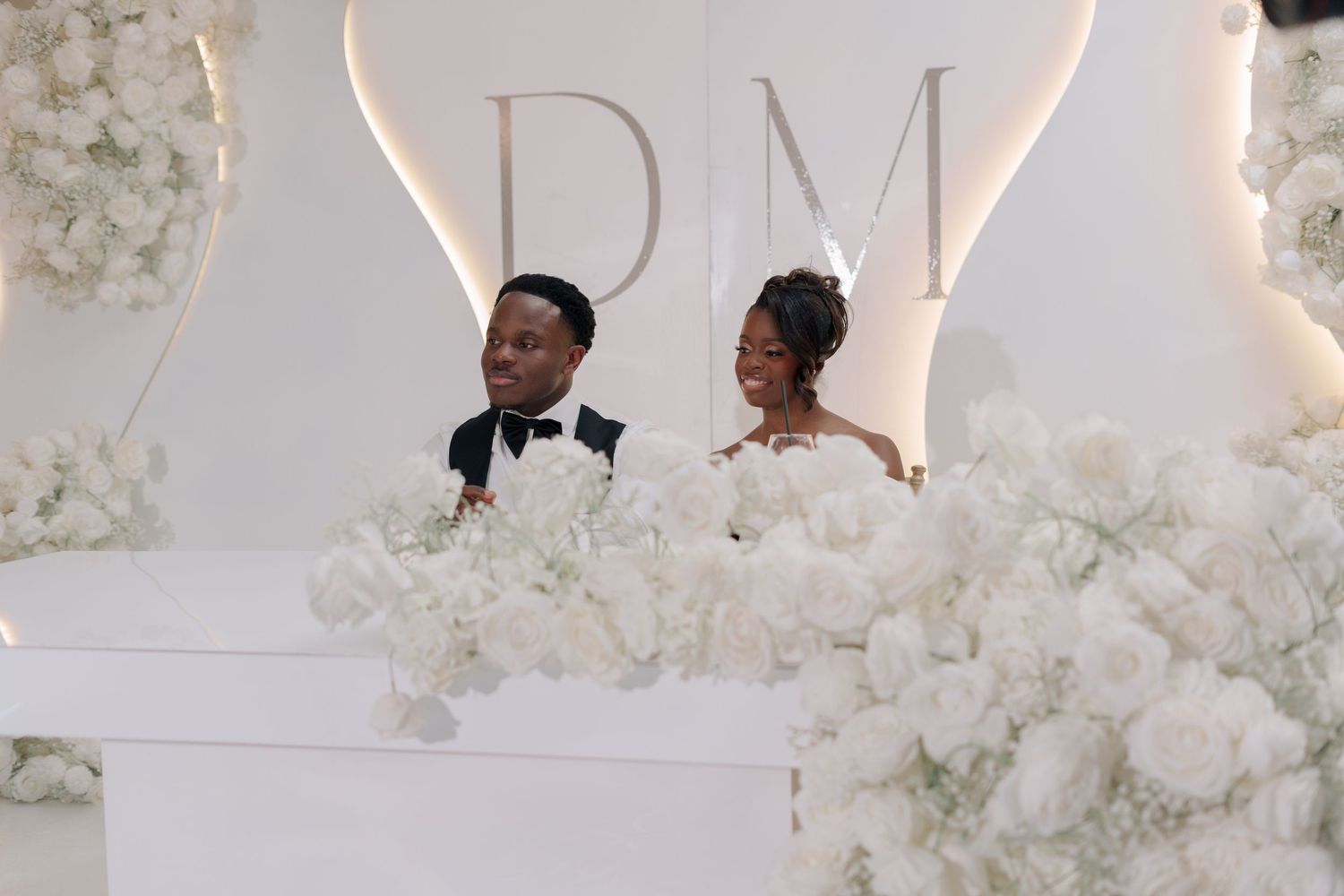bride and groom at wedding reception
