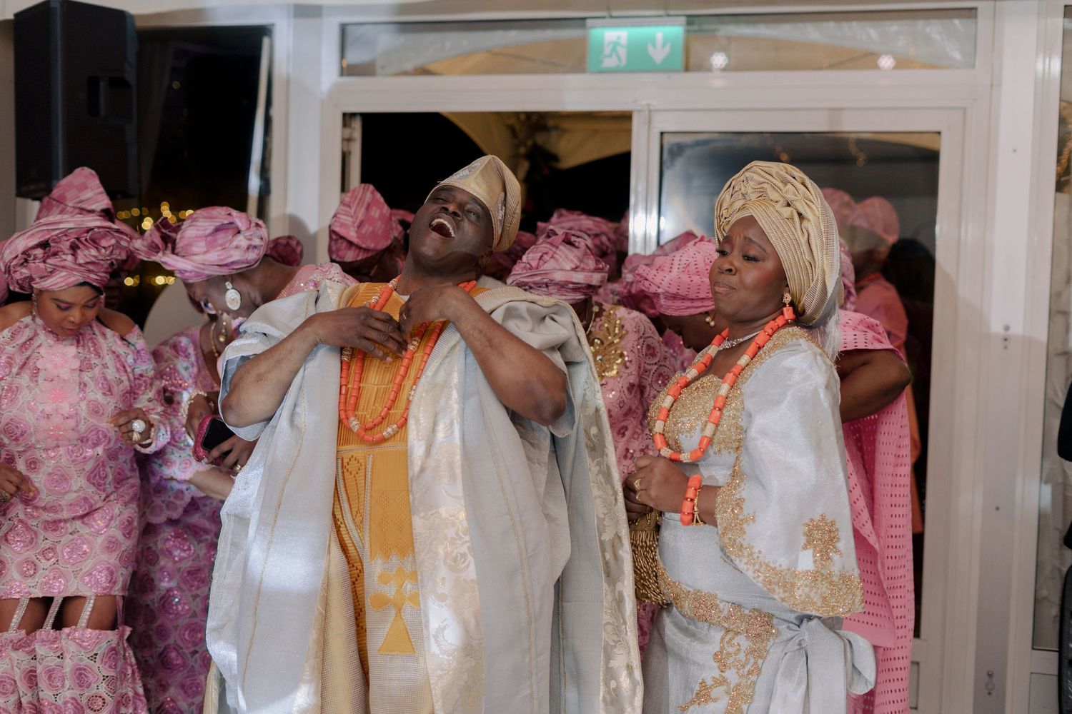 family of couple dancing entrance at wedding recption