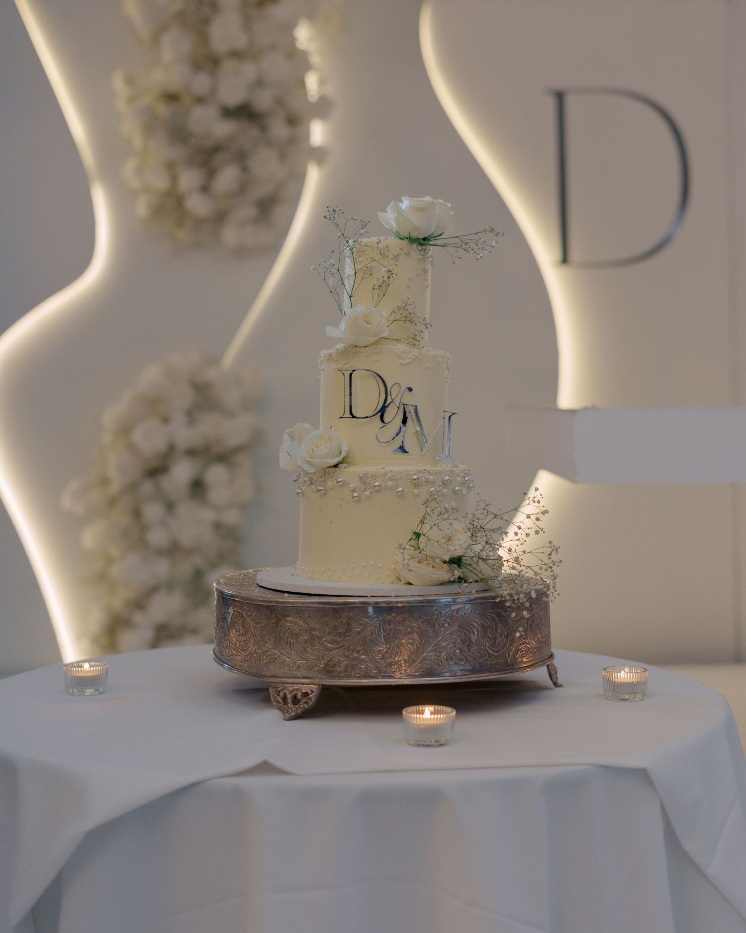 wedding cake set up at reception