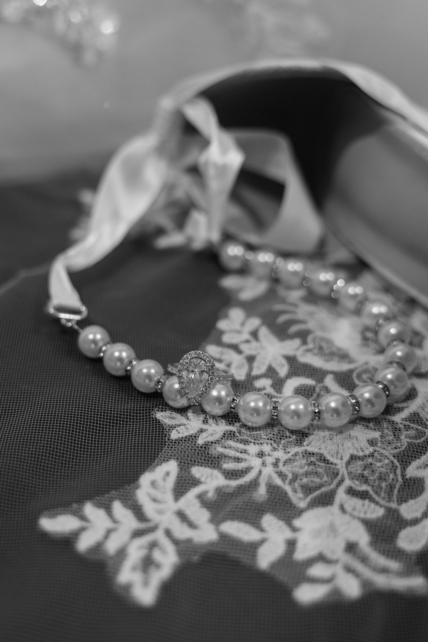 A detail shot or a brides ring and shoes for her Richmond Virginia Wedding.