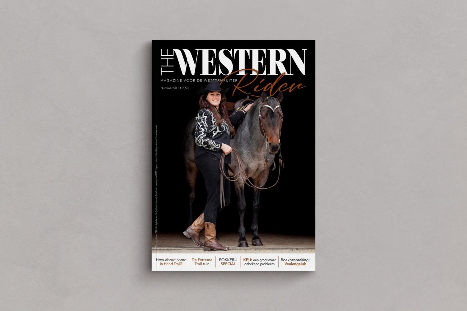 Western magazine design spread featuring equestrian photography.
