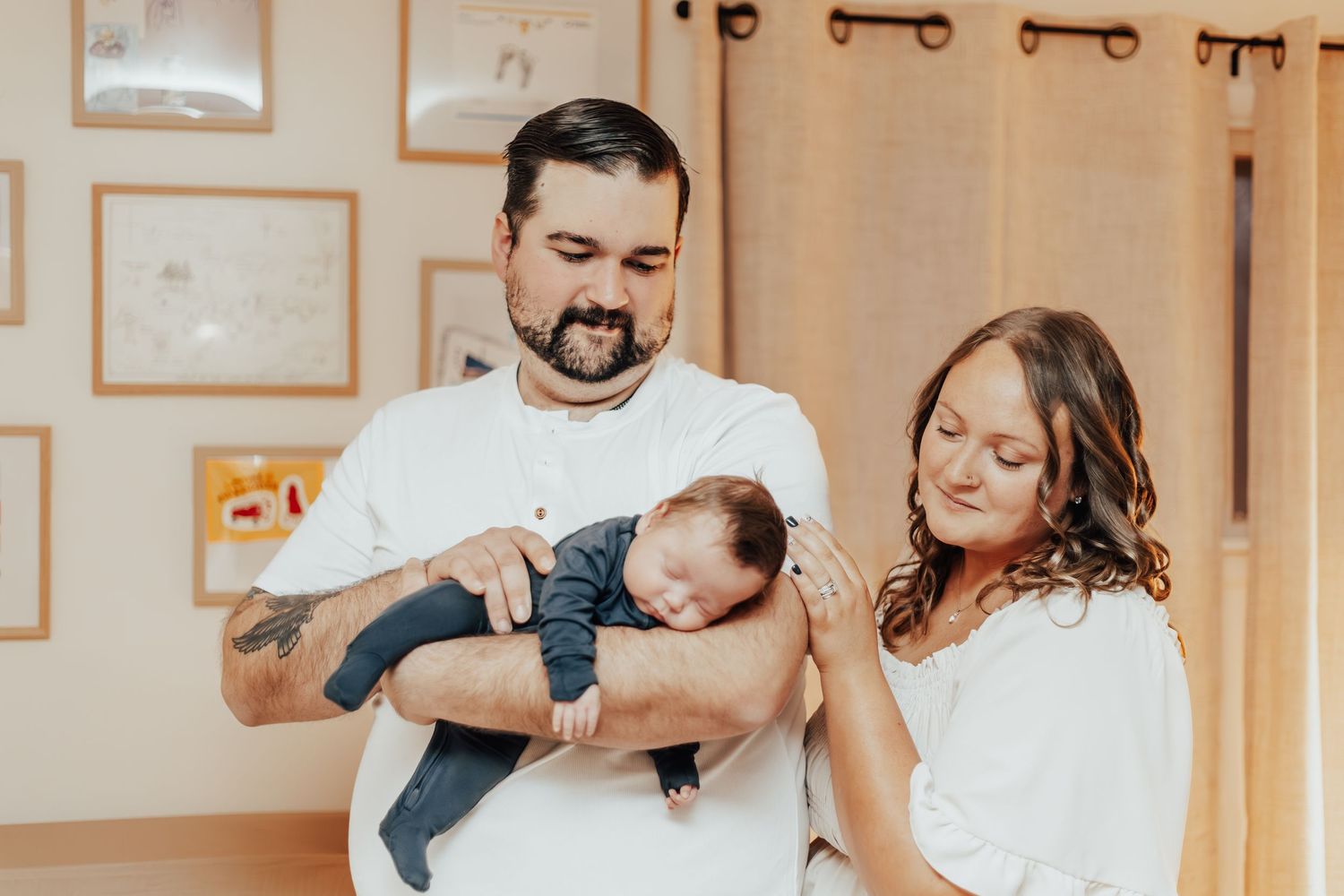 Sweet family interactions captured in a series of warm-toned photographs.