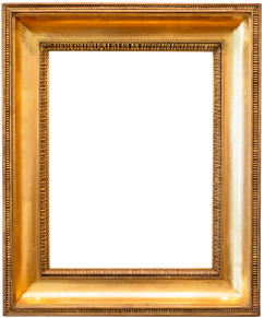 Ornate golden picture frames displayed in a horizontal arrangement against a warm background.