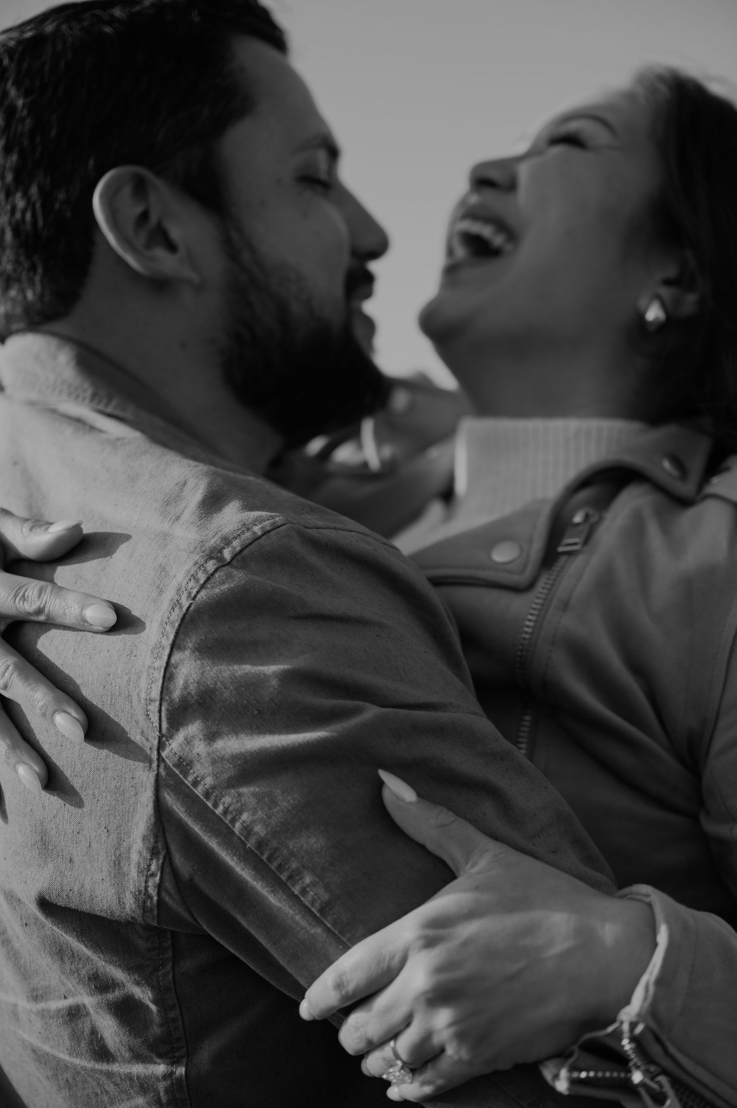 Black and white series showing close-up intimate moments between a couple.