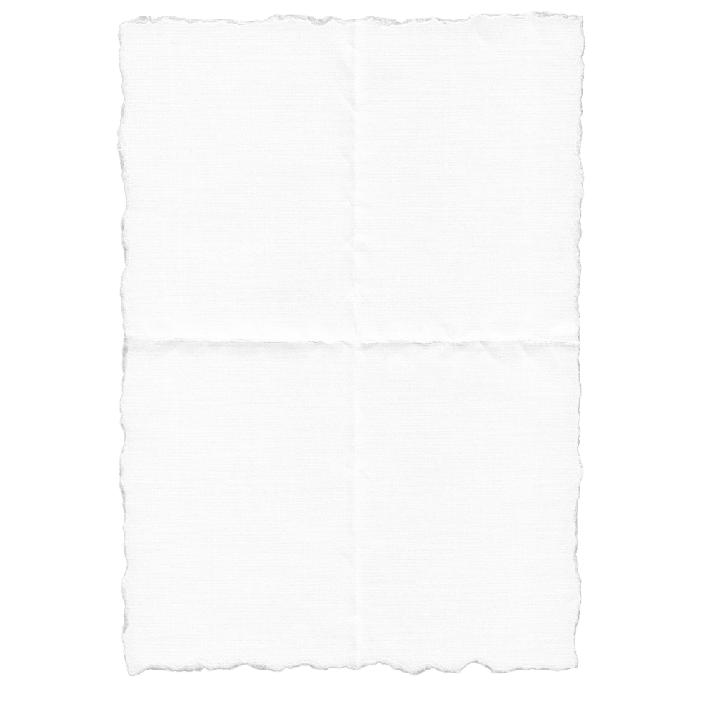 Torn white paper texture with rough edges against white background.