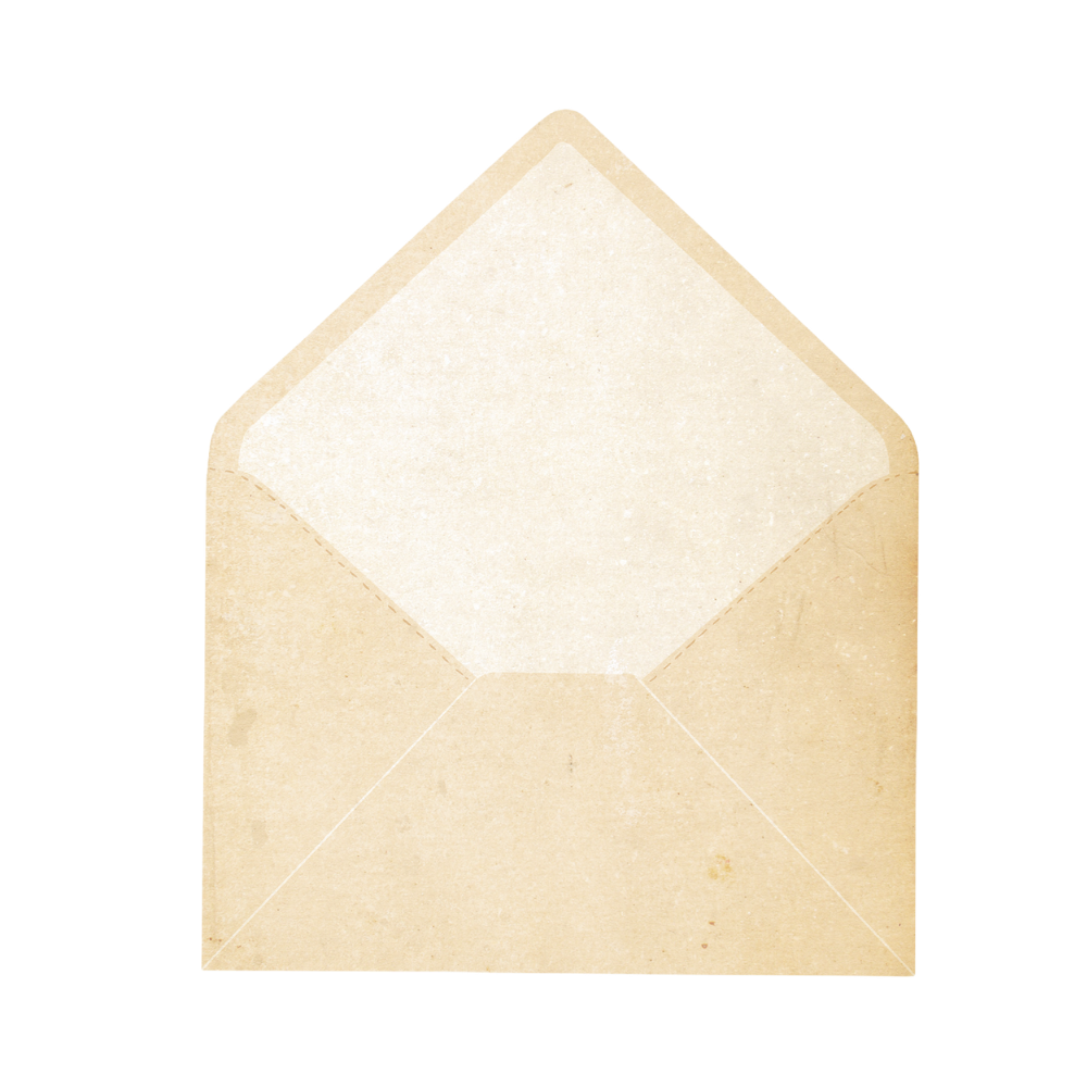 Blank vintage envelope with flap open.
