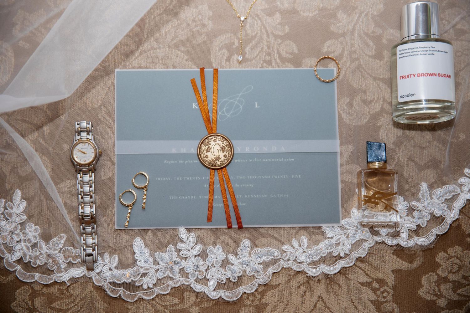 Bridal getting ready detail photo