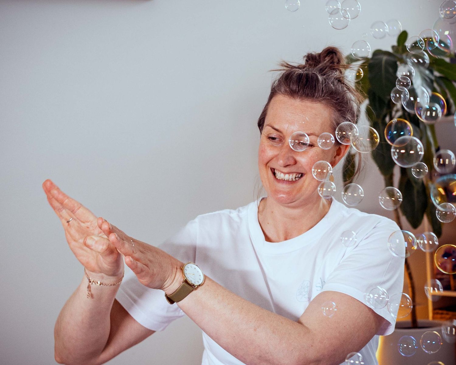 yoga with bubbles
