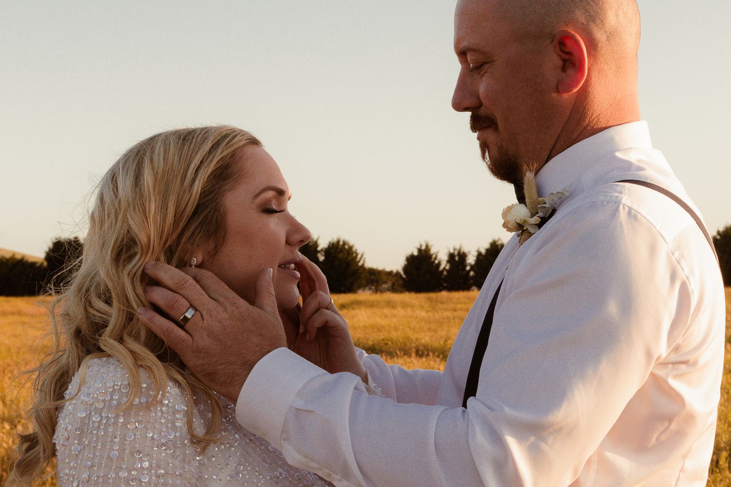 Bride and Groom sharing tender moment. Leigh Ball Photography. Macedon Ranges