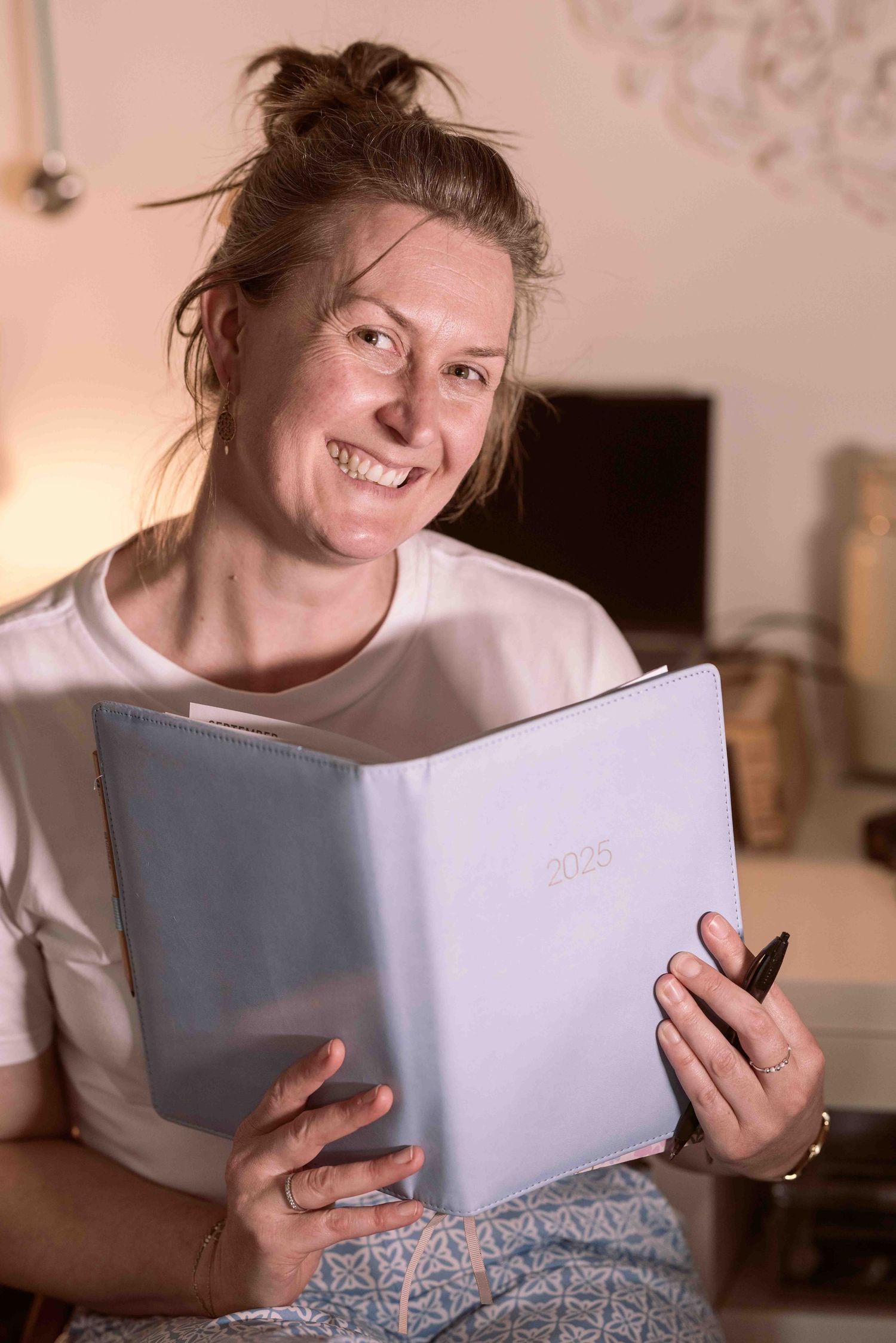 Yoga teacher and her journal