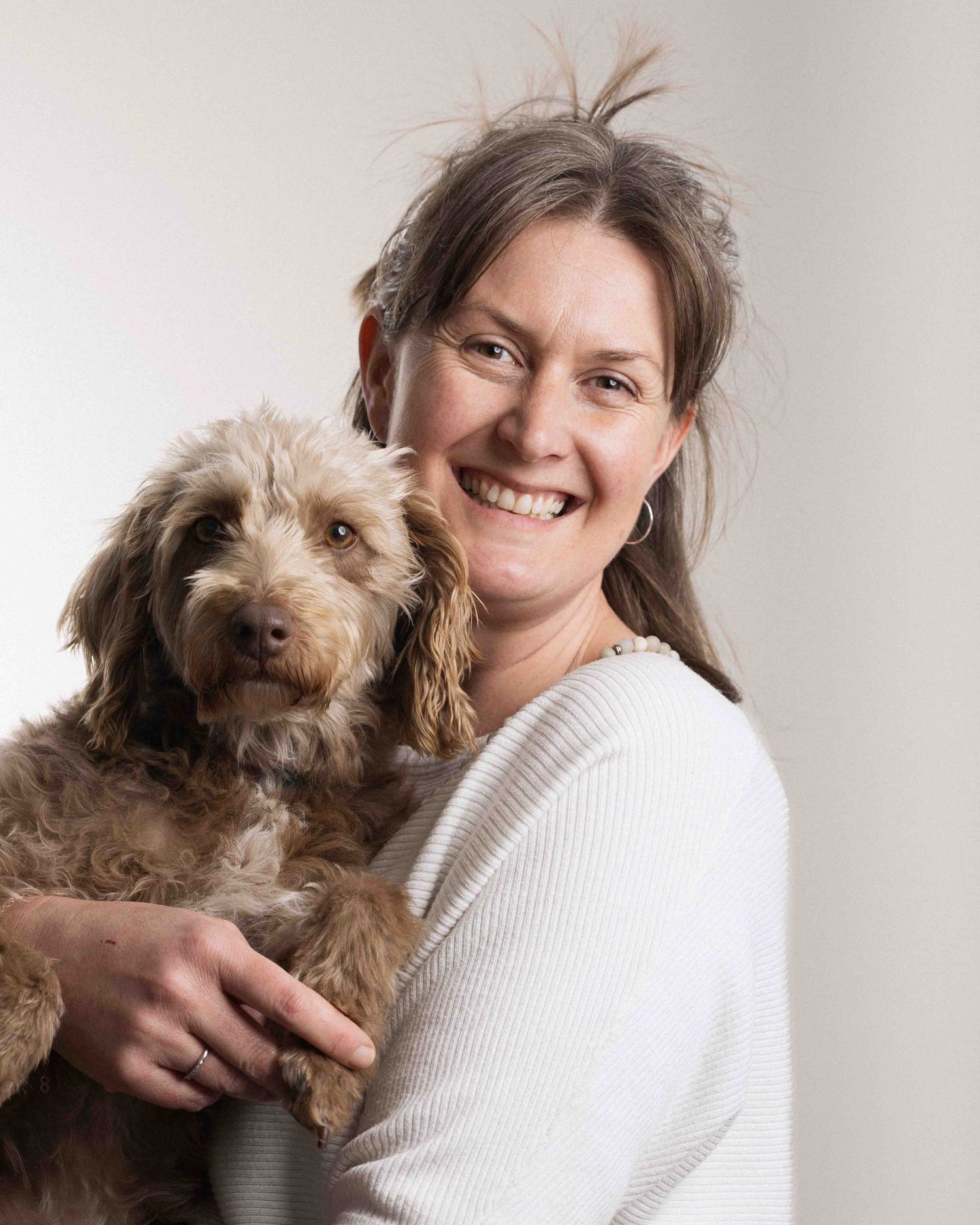 Yoga teacher and her dog