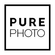 Pure Photo logo featuring bold black text on white background with a clean minimalist square border design.