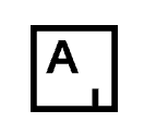 A minimalist logo featuring the letter A in bold black font inside a simple square border on white background.