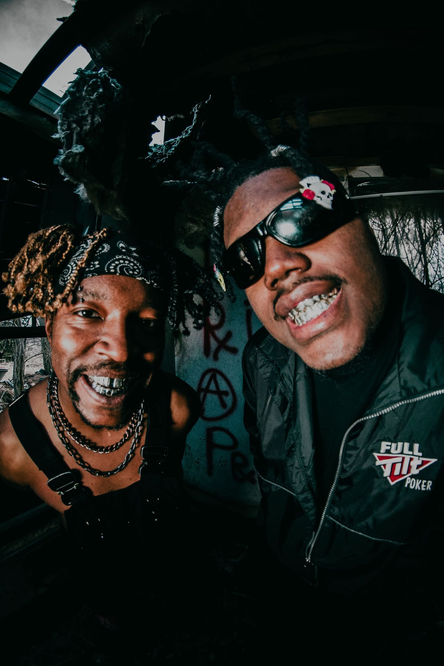 Fisheye style close up portrait of BLXCKPUNKS