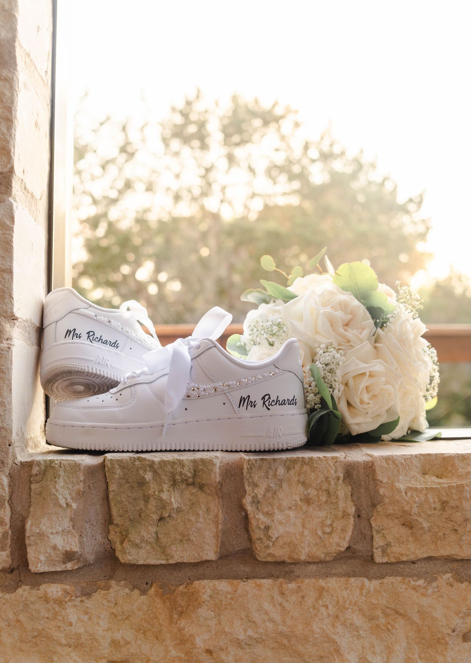 Custom wedding shoes in Waco Texas for wedding photos