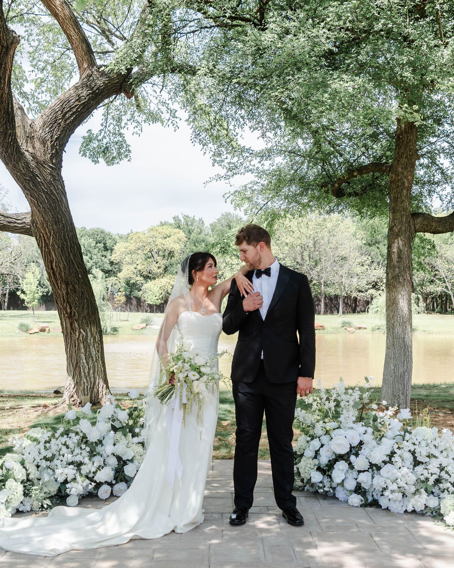 couple at the altar at ceremony site