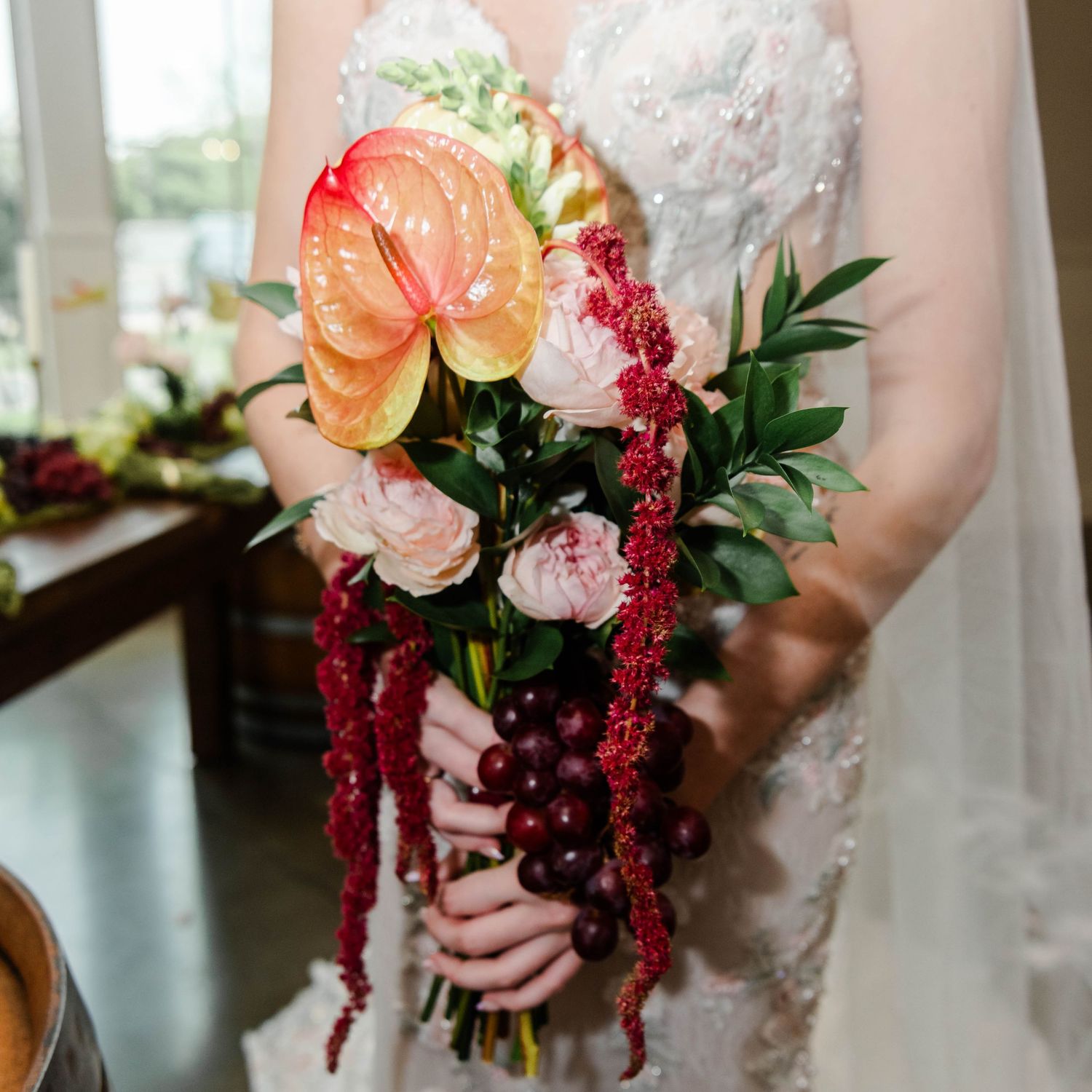 vineyard grape set up with bouquet option