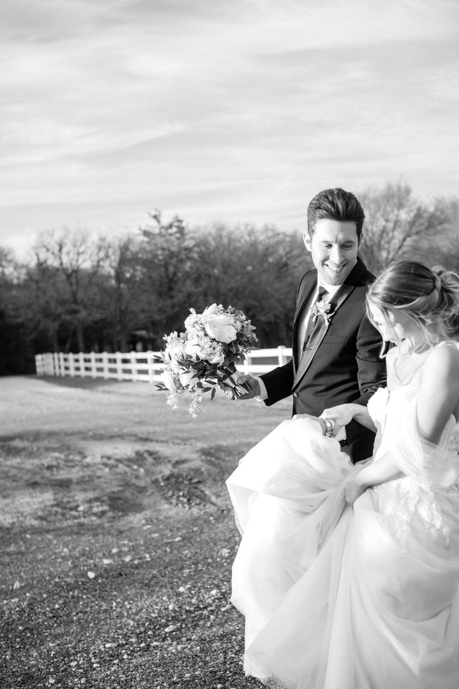 A couple smiling and walking after their ceremony