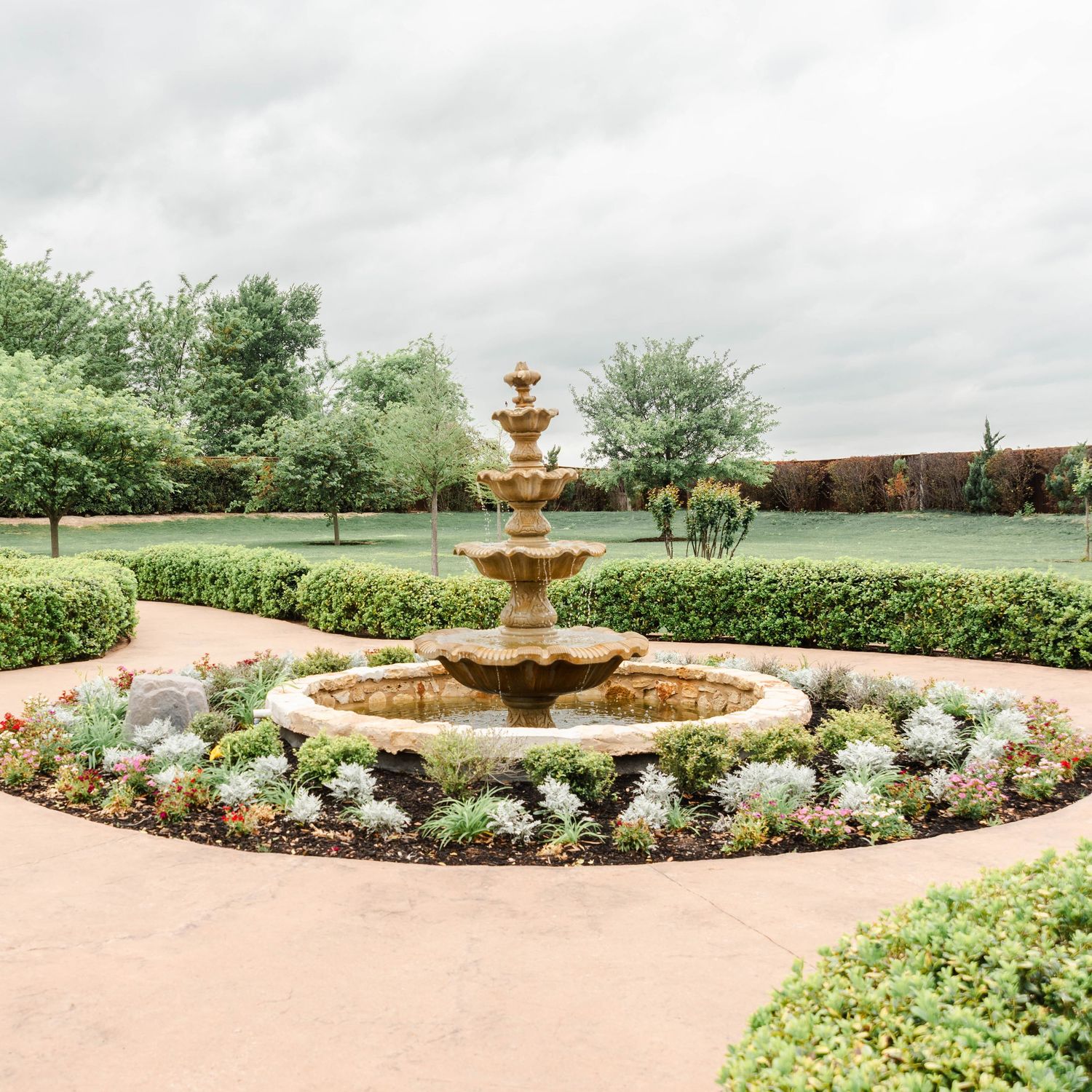 2nf fountain at back of venue in garden area