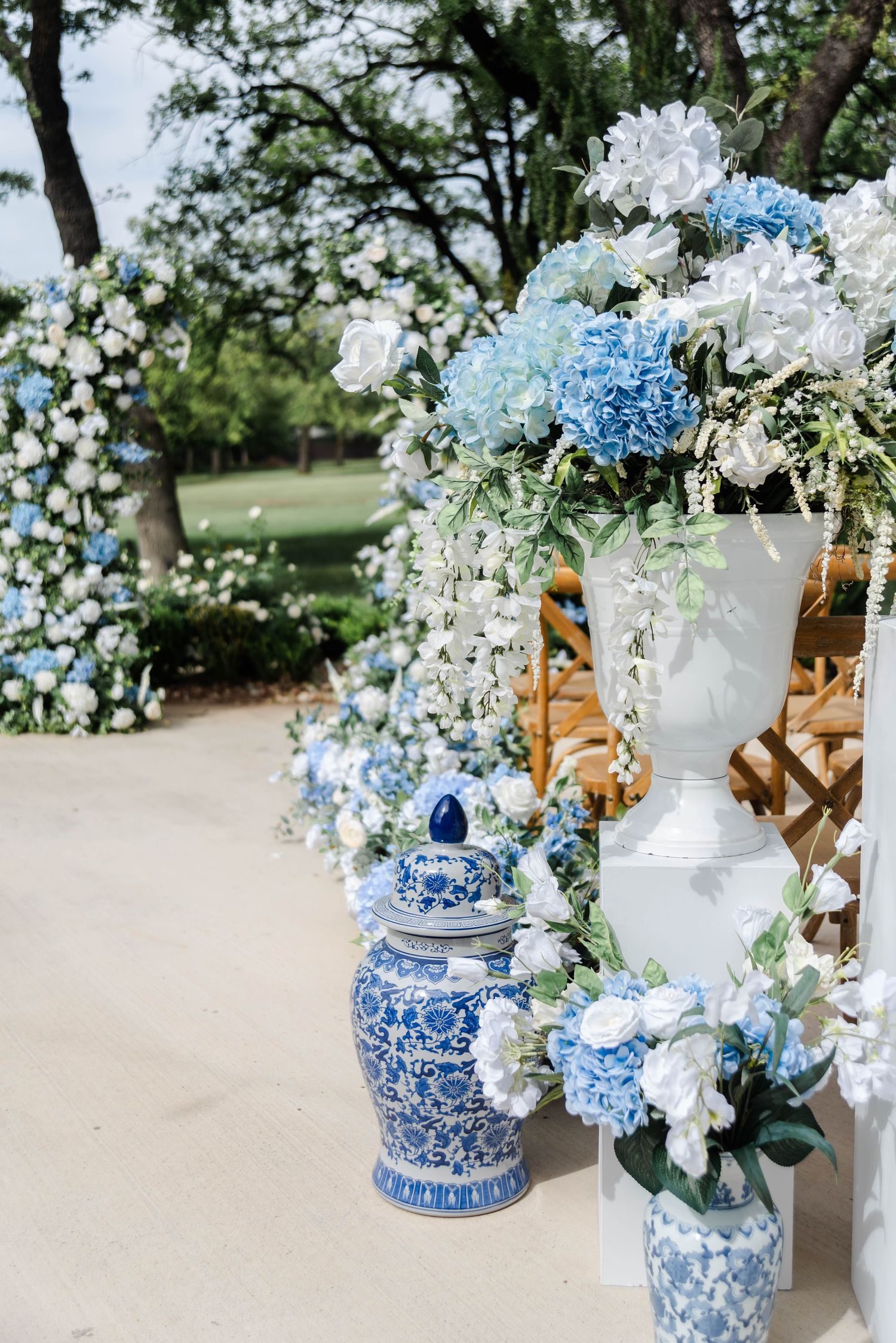 pottery at the right side of the ceremony set up