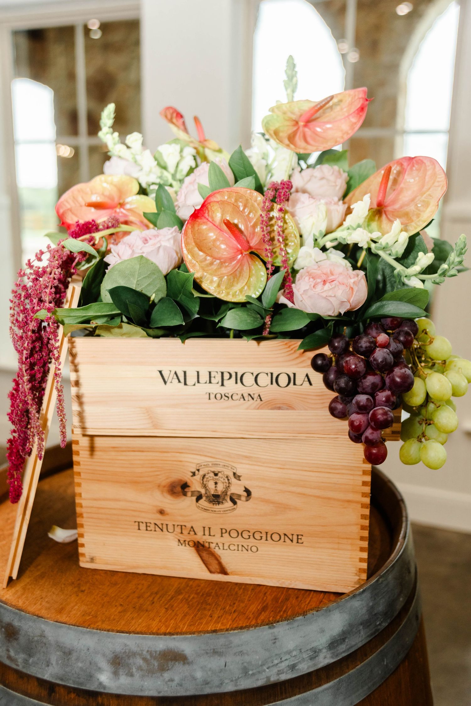 vineyard grape set up with bouquet option