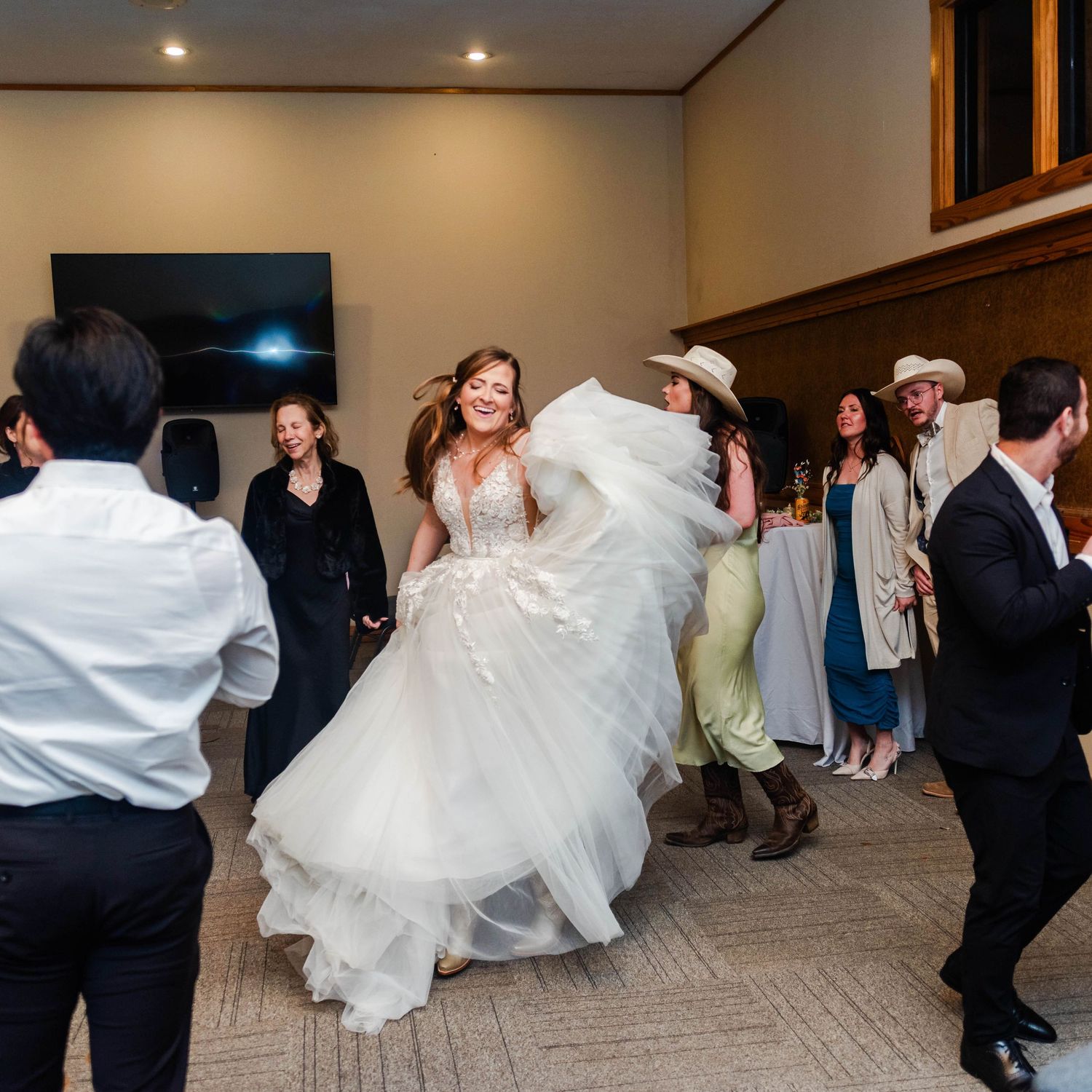 A bride dancing