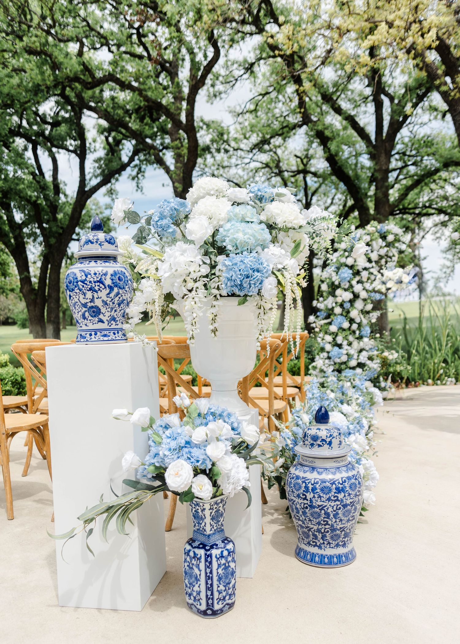 floral installs at ceremony set up