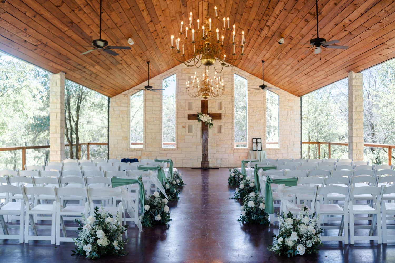 Ceremony area at Fossil Creek Wedding Venue in China Spring, Texas