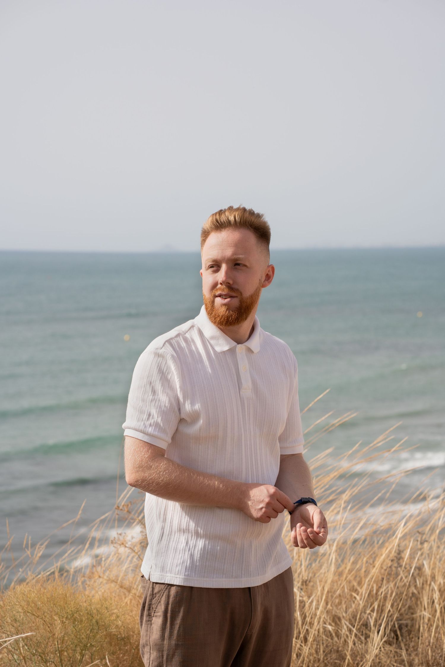 beach, dunes, men