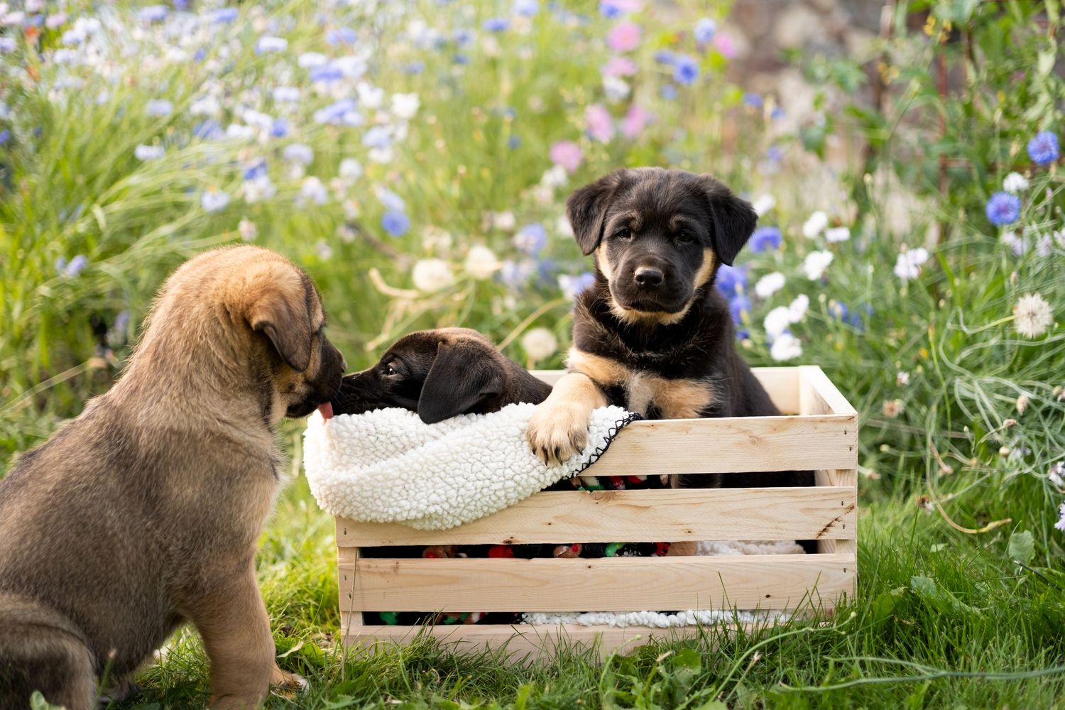 Puppies in crate
