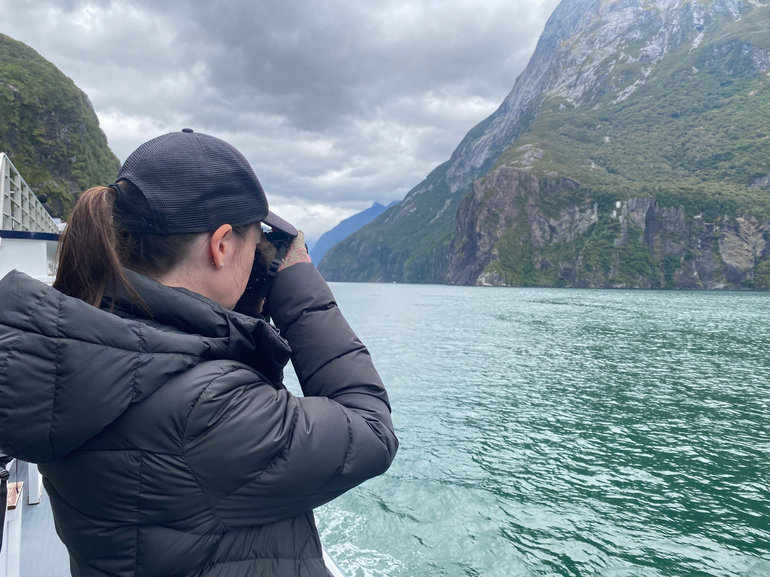 Lisa photographing Milford Sound